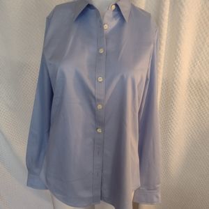 Retro Banana Republic Crystal Blue Blouse Non- Iron Cotton Fitted